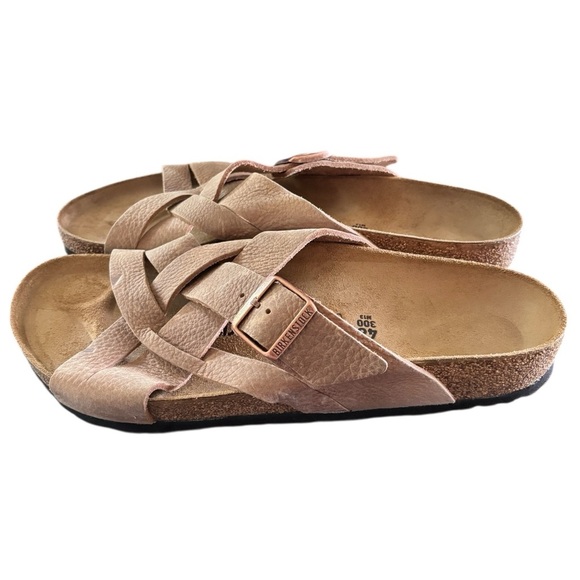 Birkenstock Lugano Men’s Sandal Sz 46/13M Cork Footbed Taupe Old Tobacco Strappy - Picture 1 of 6